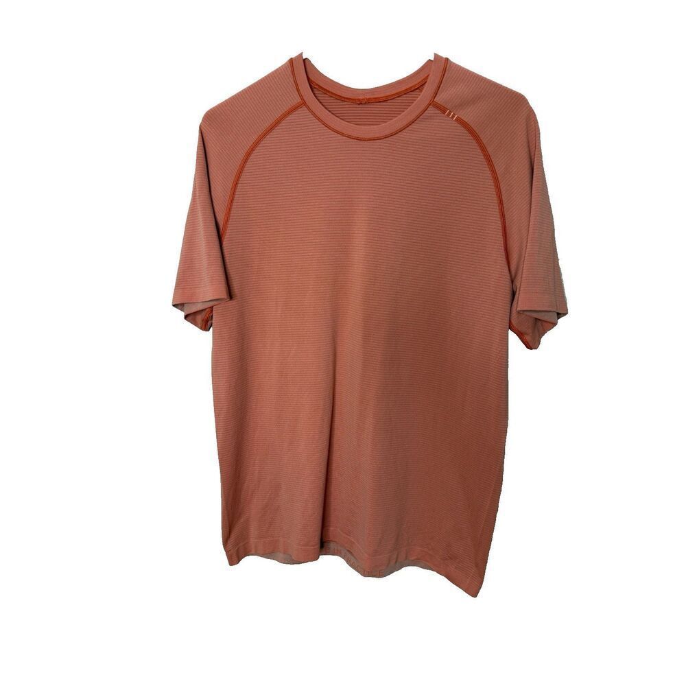 Lululemon Metal Vent Tech Short Sleeve Shirt Medium Size M Orange Stripe
